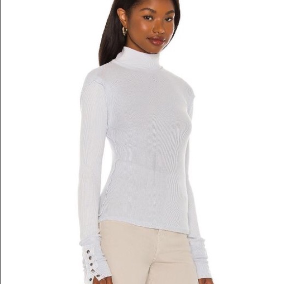 FREE PEOPLE BOHO TOP CUFFED LONG SLEEVES SHIRT MOCK TURTLENECK TEE A2C - Picture 9 of 14